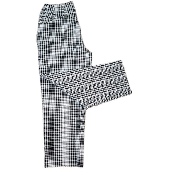 Talbots ~Woman Size 6~ White/Brown Plated Print Stretch Cotton Blend Pants Crop. - Picture 9 of 12